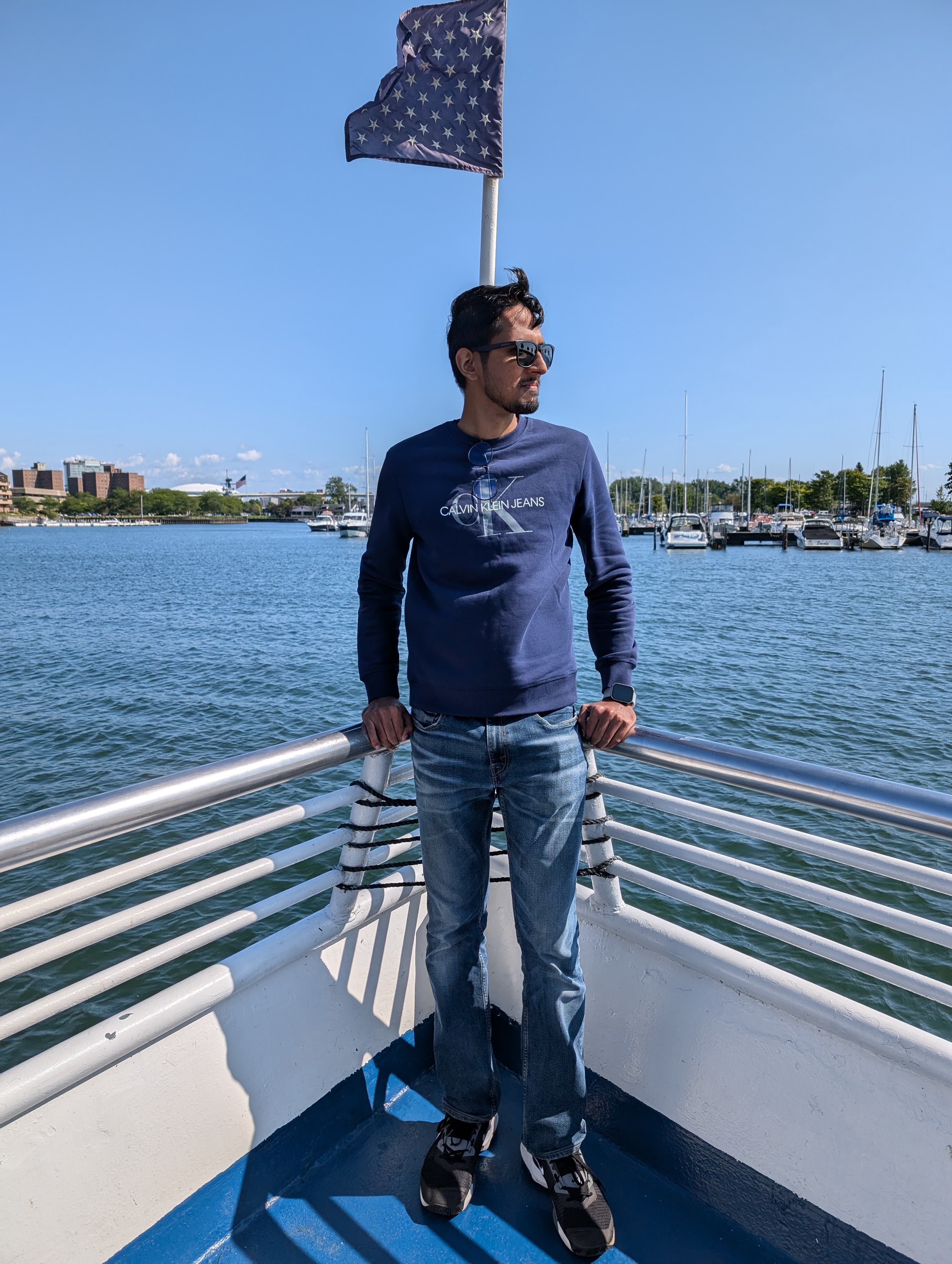 Buffalo harbour seen from a Lake Erie cruise boat